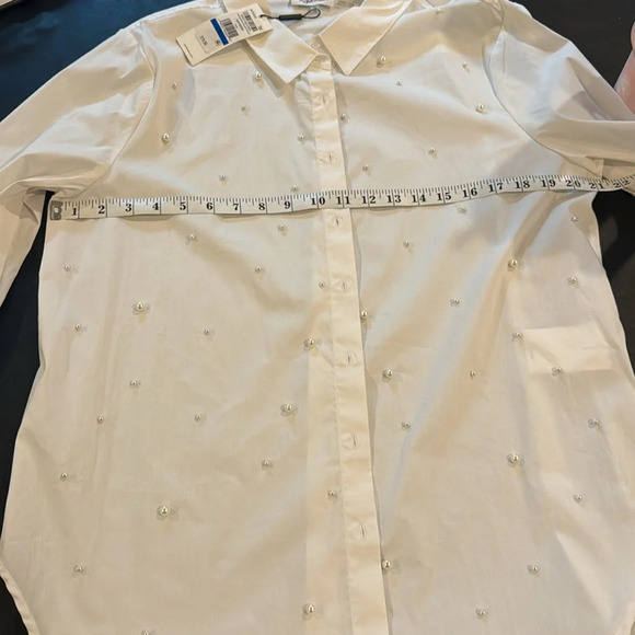 NWT Calvin Klein Imitation Pearl Button-Up Shirt - Picture 6 of 8